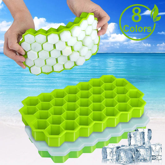 Honeycomb Ice Cube Trays with Removable Lids - BPA Free, Silica Gel Ice Cube Mold by SILIKOLOVE